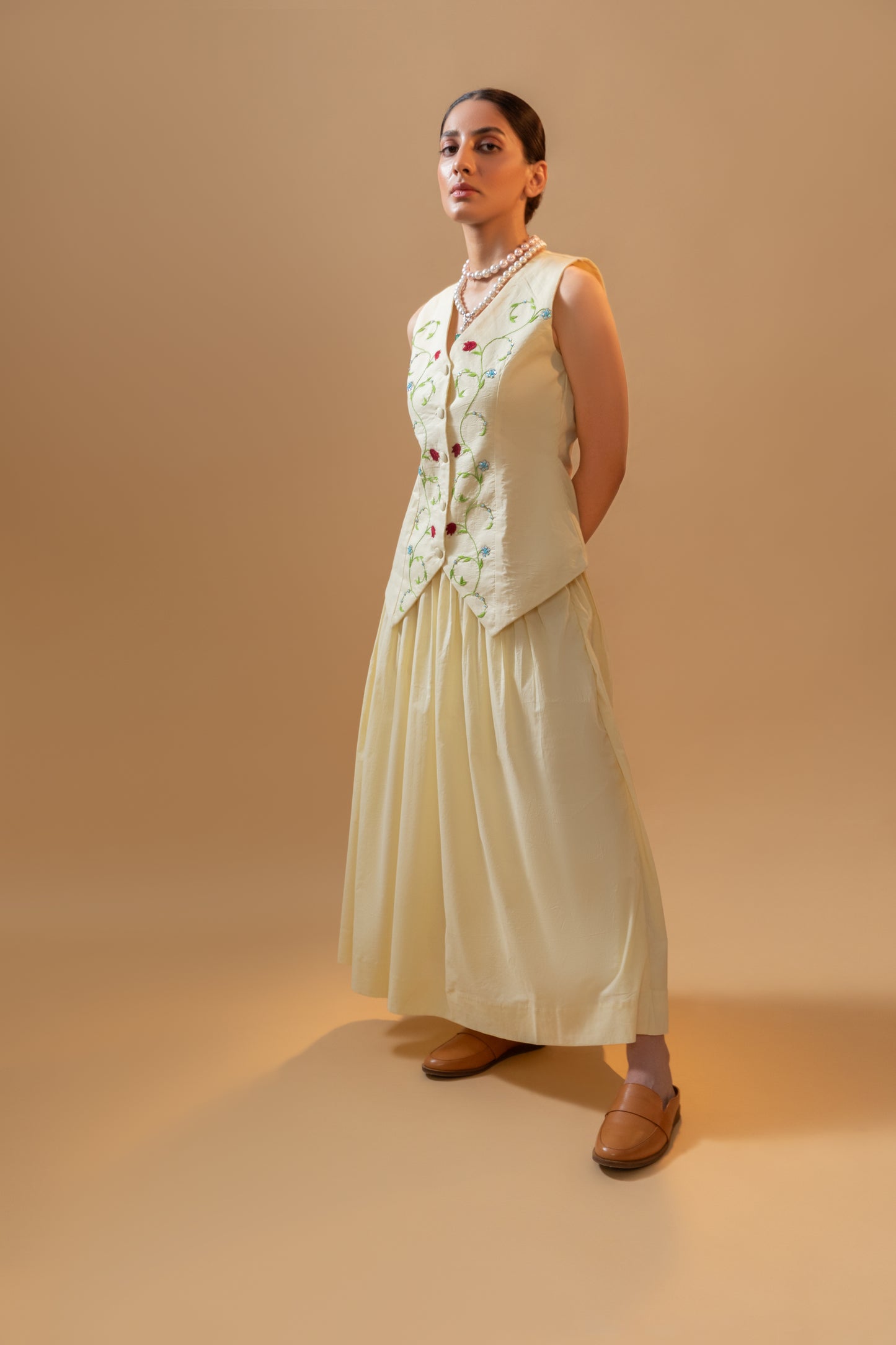 Skirt Coord Set with hand-embroidery