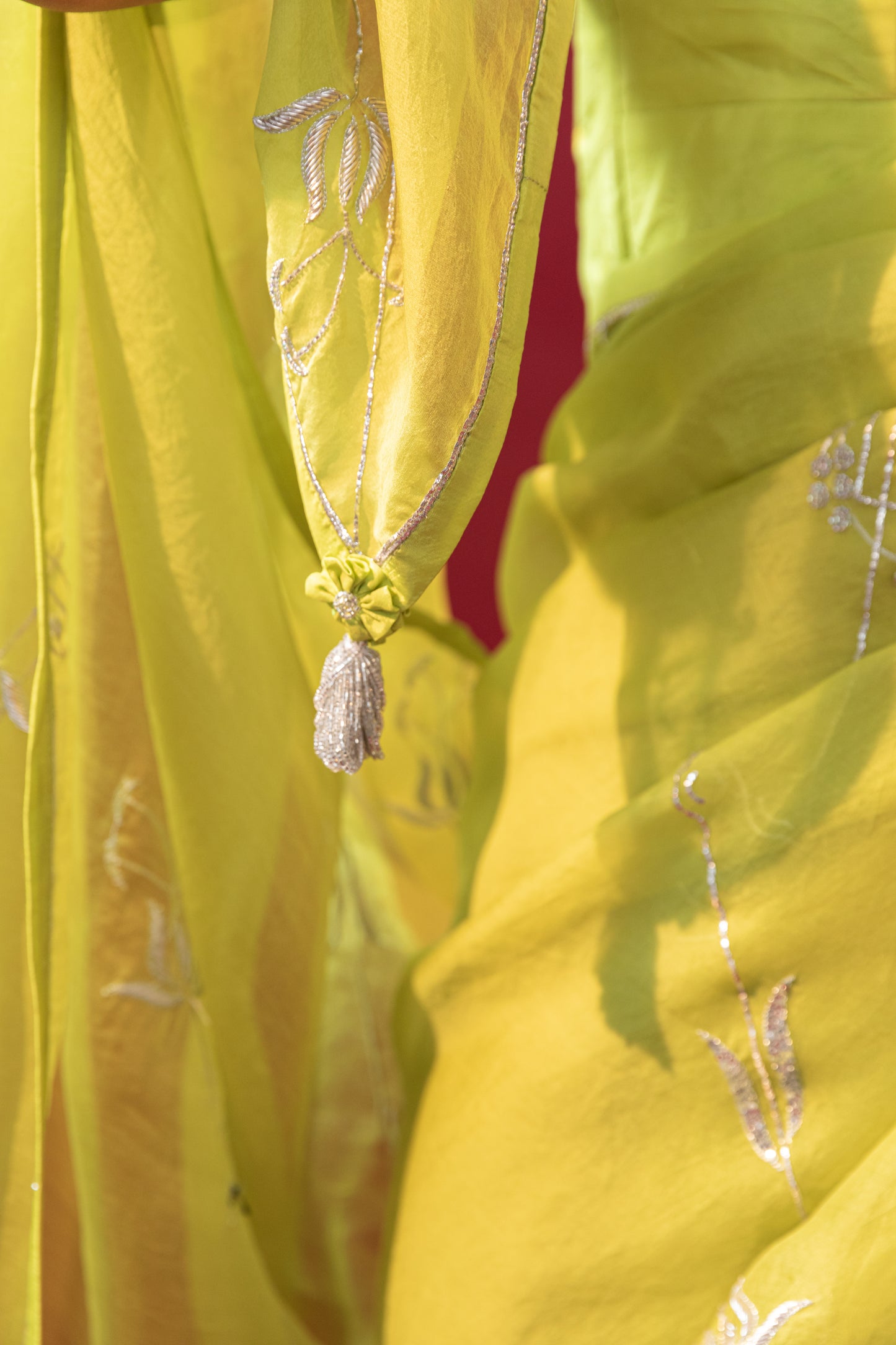 Green Embroidered Organza Saree with blouse, festive wear, suitable for weddings and specially mehendi and reception and even cocktail functions.