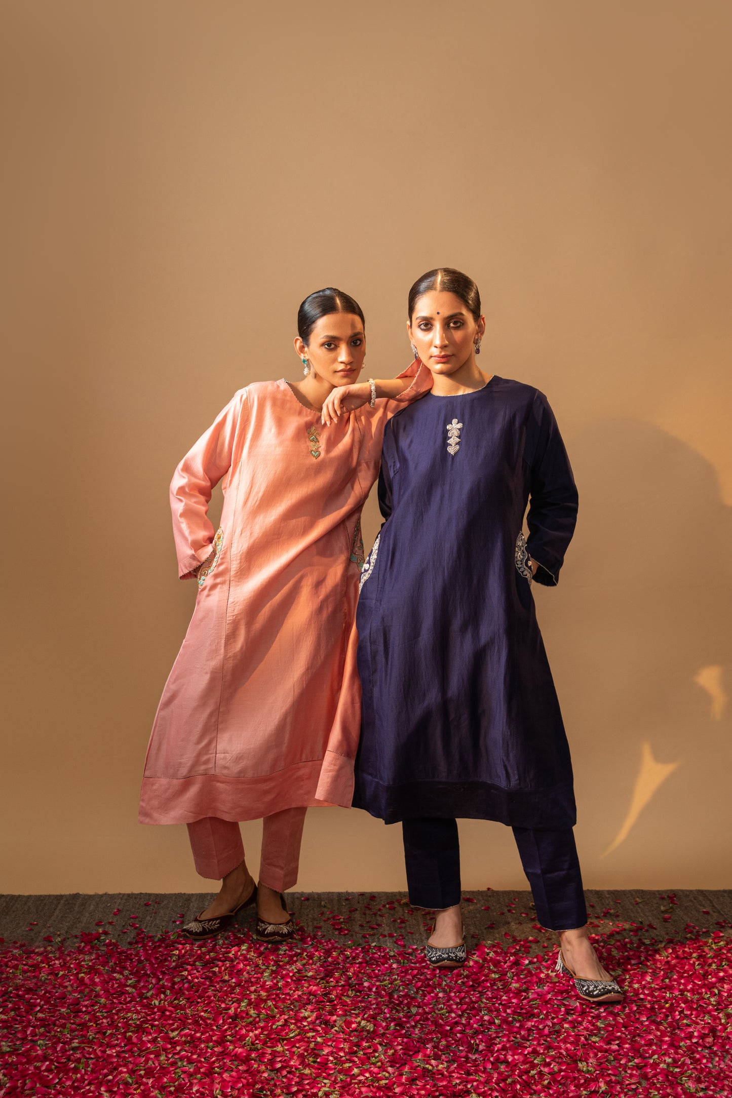 Rani Patta Hand-Embroidered Kurta Set - Midnight Blue